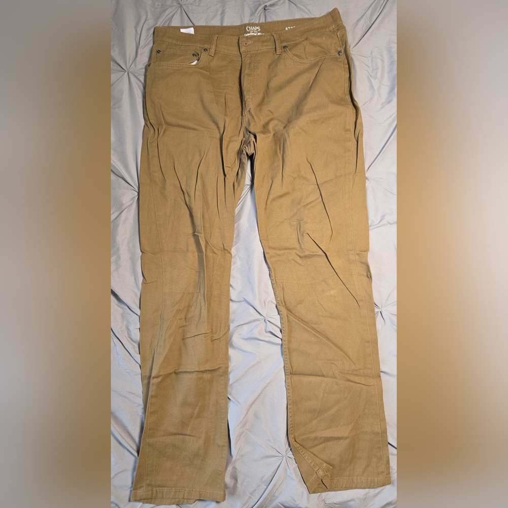 Chaps Men’s Stretch Chino Pants – 36x34 – Tan / Khaki